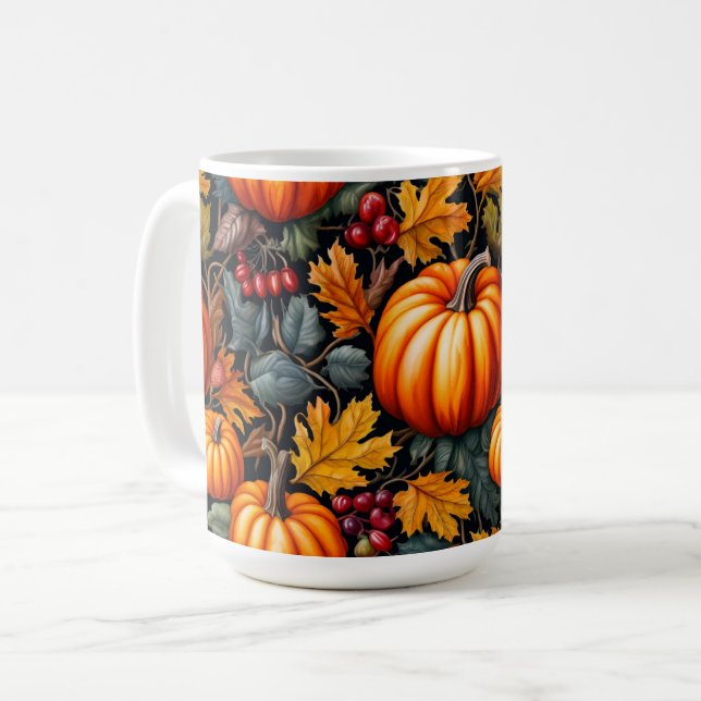Pumpkin Fancy Thanksgiving Coffee Mug (Front Left)