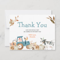 Pumpkin Farm Animal Tractor Baby Shower Thank You