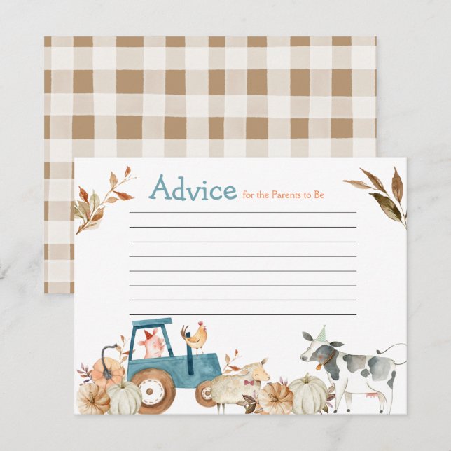 Pumpkin Farm Animal Tractor Floral Advice Enclosure Card (Front/Back)