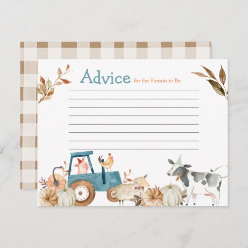 Pumpkin Farm Animal Tractor Floral Advice Enclosure Card