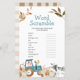 Pumpkin Farm Animal Tractor Floral Word Scramble