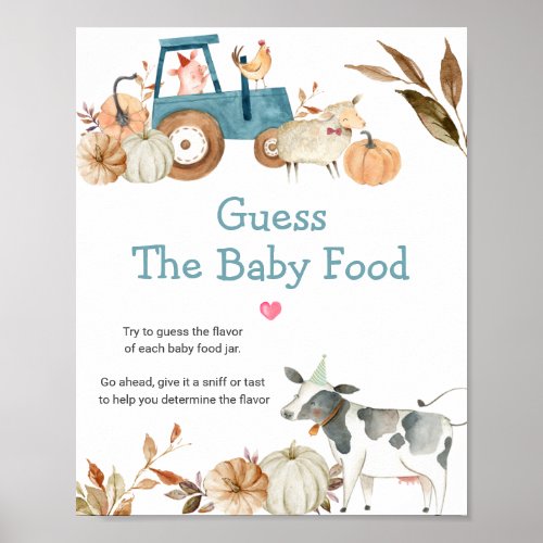 Pumpkin Farm Animal Tractor Guess the Baby Food Poster