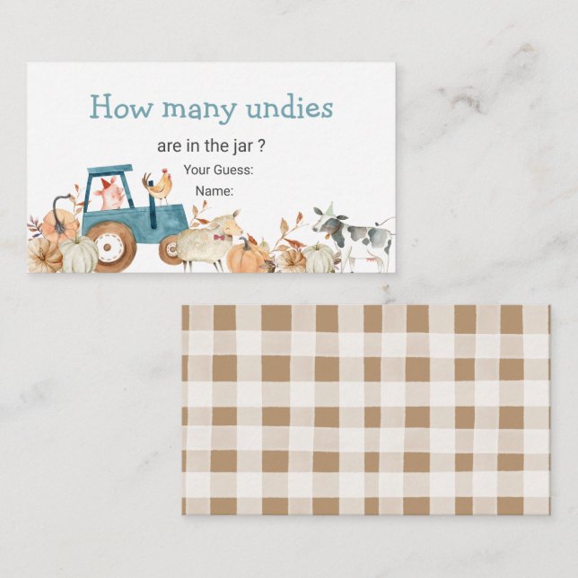 Pumpkin Farm Animal Tractor How Many Undies Enclosure Card (Front/Back)