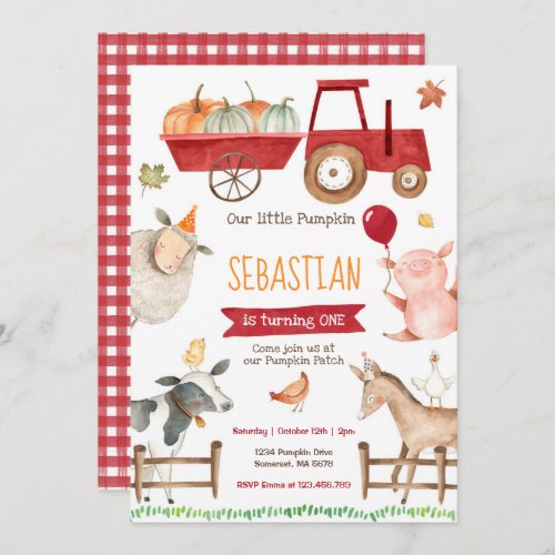 Pumpkin Farm Birthday Invitation Fall Farm Party