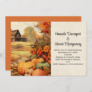 Pumpkin Farm Fall Harvest Autumn Wedding Invitation