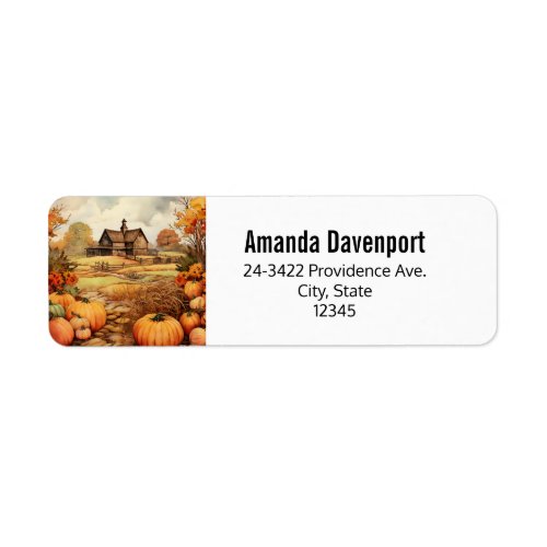 Pumpkin Farm Fall Harvest Thanksgiving Address Label