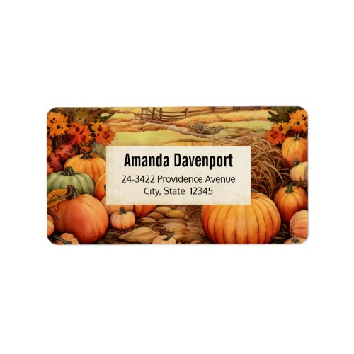 Pumpkin Farm Fall Harvest Thanksgiving Address Label