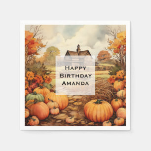 Pumpkin Farm Fall Harvest Thanksgiving Birthday Napkins