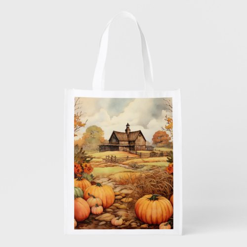 Pumpkin Farm Fall Harvest Thanksgiving Grocery Bag