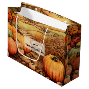 Pumpkin Farm Fall Harvest Thanksgiving Large Gift Bag