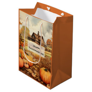 Pumpkin Farm Fall Harvest Thanksgiving Medium Gift Bag