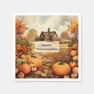Pumpkin Farm Fall Harvest Thanksgiving Napkins