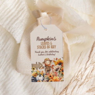 Pumpkin Farm Fall Sunflower Birthday Gift Tags