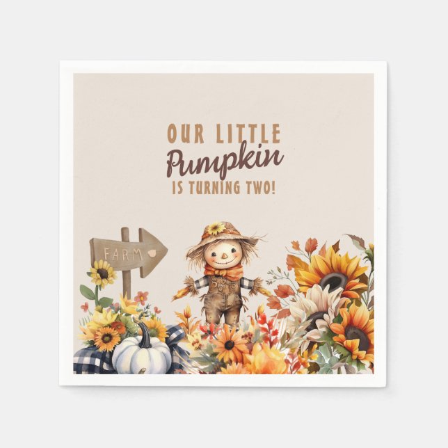 Pumpkin Farm Sunflower Birthday Napkins (Front)