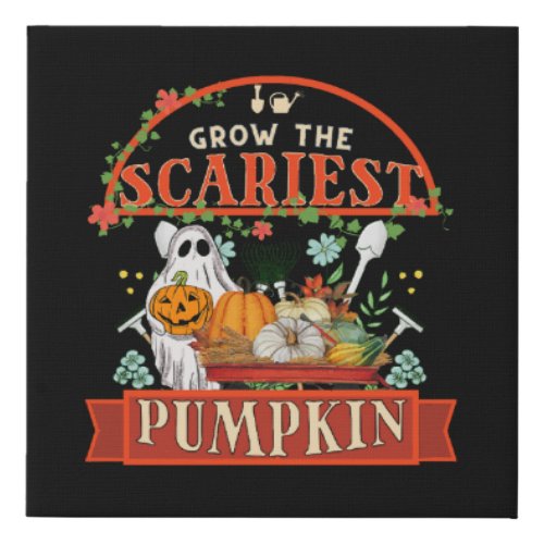 Pumpkin Farmer Halloween Faux Canvas Print