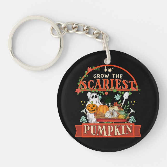Pumpkin Farmer Halloween Keychain (Front)