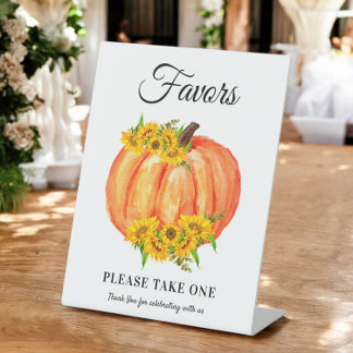 Pumpkin Favors Wedding Baby Shower Pedestal Sign