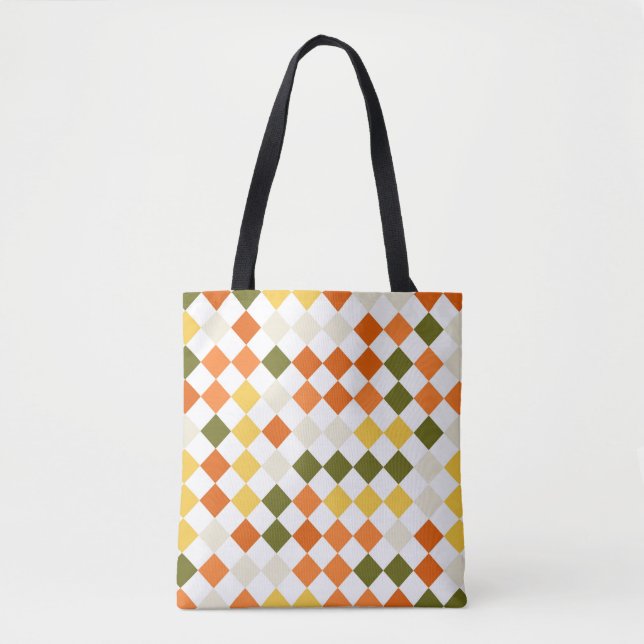 Pumpkin Field Harlequin Tote Bag (Front)