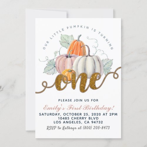 Pumpkin First Birthday Invitation