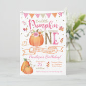 Pumpkin First Birthday Invitation, Autumn Fall Invitation (Standing Front)