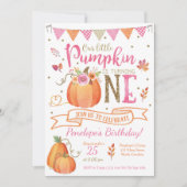 Pumpkin First Birthday Invitation, Autumn Fall Invitation (Front)