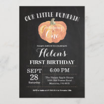 Pumpkin First Birthday Invitation Chalkboard