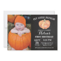 Pumpkin First Birthday Invitation Chalkboard
