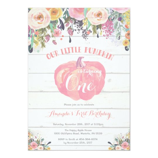 pumpkin first birthday invitation