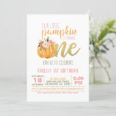 Pumpkin First Birthday Invitation - Girl (Standing Front)