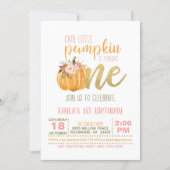 Pumpkin First Birthday Invitation - Girl (Front)