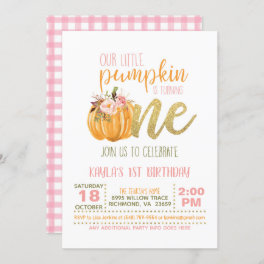 Pumpkin First Birthday Invitation - Girl #3