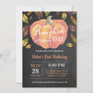 Pumpkin First Birthday Invitation Orange
