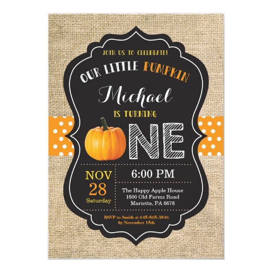 pumpkin first birthday invitation