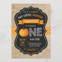 Pumpkin First Birthday Invitation Orange Burlap