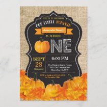 Pumpkin First Birthday Invitation Orange Burlap