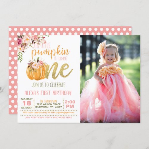 Pumpkin First Birthday Invitation Photo _ FL Girl