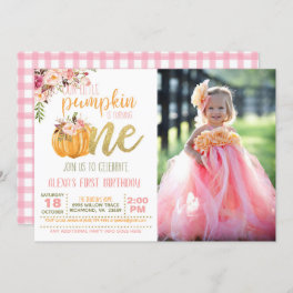 Pumpkin First Birthday Invitation Photo - FLP Girl