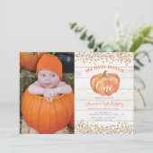 Pumpkin First Birthday Invitation Pink and Gold (Standing Front)