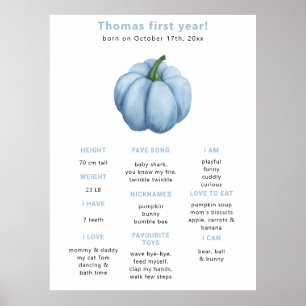 Pumpkin First Birthday Milestone Birthday Poster
