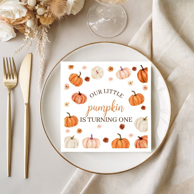 Pumpkin First Birthday Napkin (Creator Uploaded)