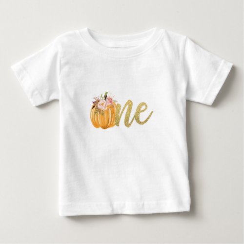 Pumpkin First Birthday ONE Shirt _ Floral