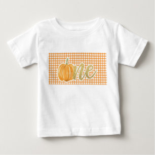 Pumpkin First Birthday ONE Shirt - Orange Plaid