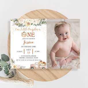 Pumpkin First Birthday Our Little Pumpkin Is One  Invitation