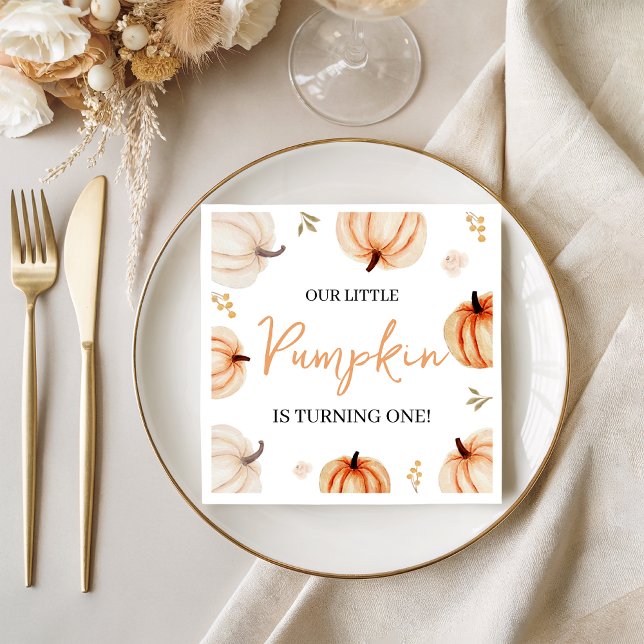 Pumpkin First Birthday Party Napkin (Creator Uploaded)