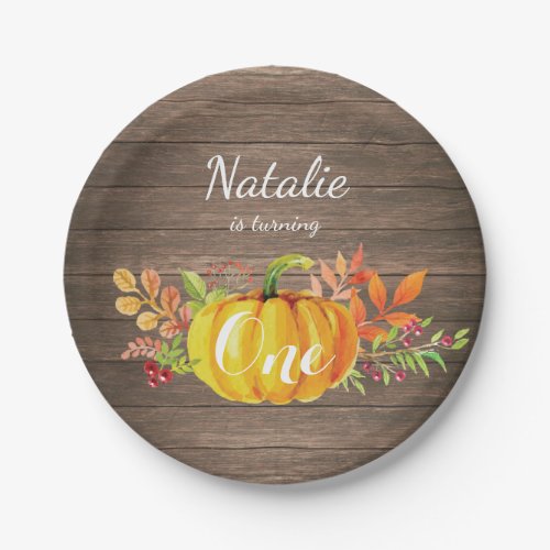 Pumpkin First Birthday Rustic Fall Autumn Paper Plates