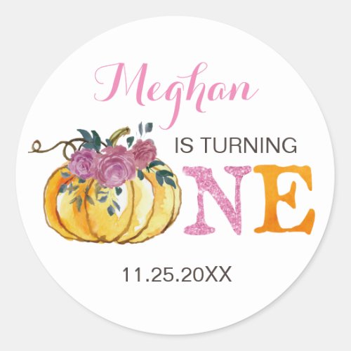 Pumpkin first birthday sticker