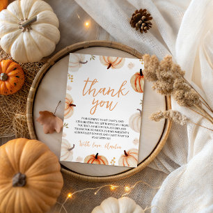 Pumpkin First Birthday Thank You Card