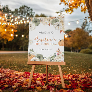 Pumpkin First Birthday Welcome Sign