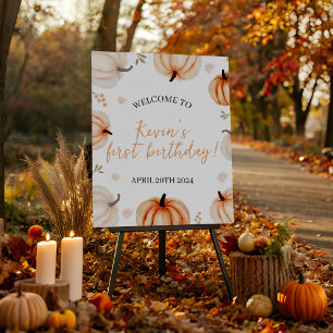 Pumpkin First Birthday Welcome Sign