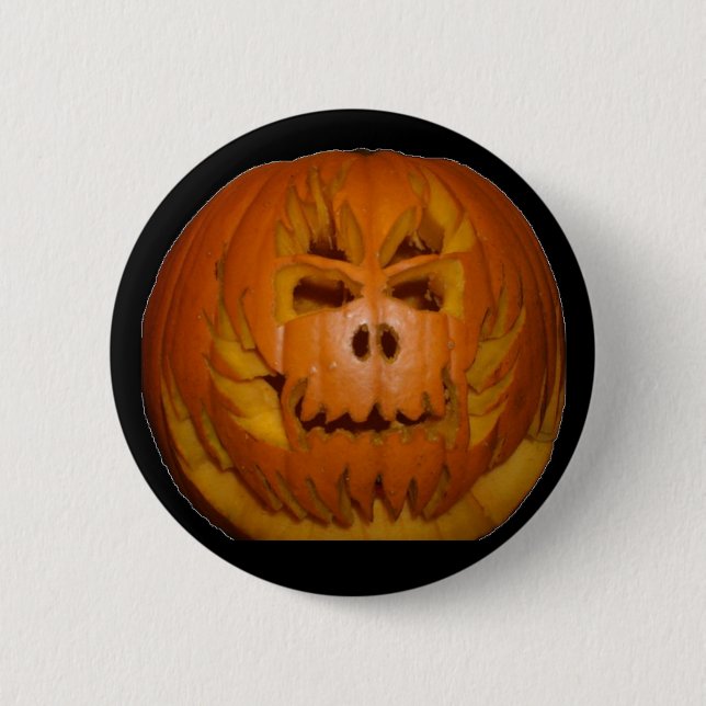 Pumpkin, Flaming Skull Button (Front)